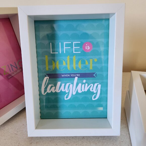 White Rectangle Square Frames with Ledge - Set of 4 - Picture 5 of 10